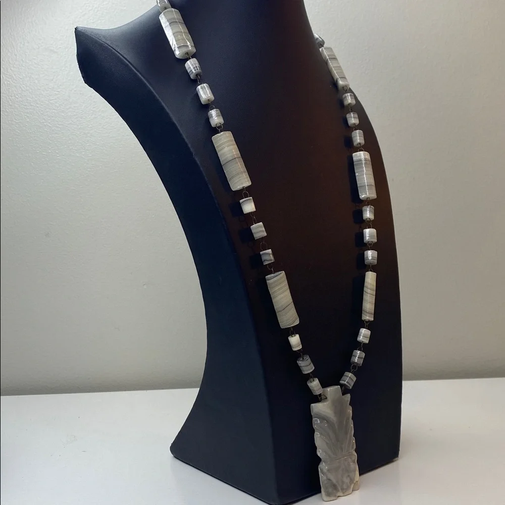 Mexican Grey Agate Statement Necklace - Picture 2 of 7